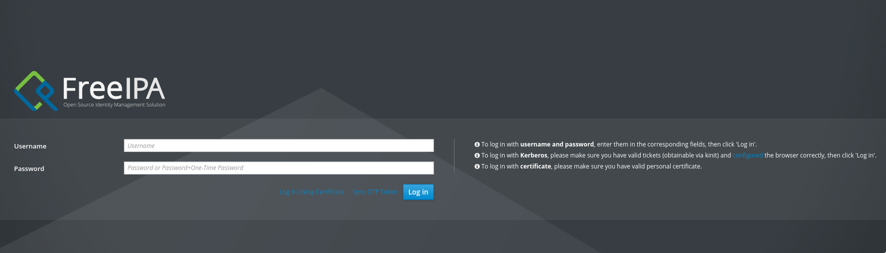 FreeIPA Login Screen